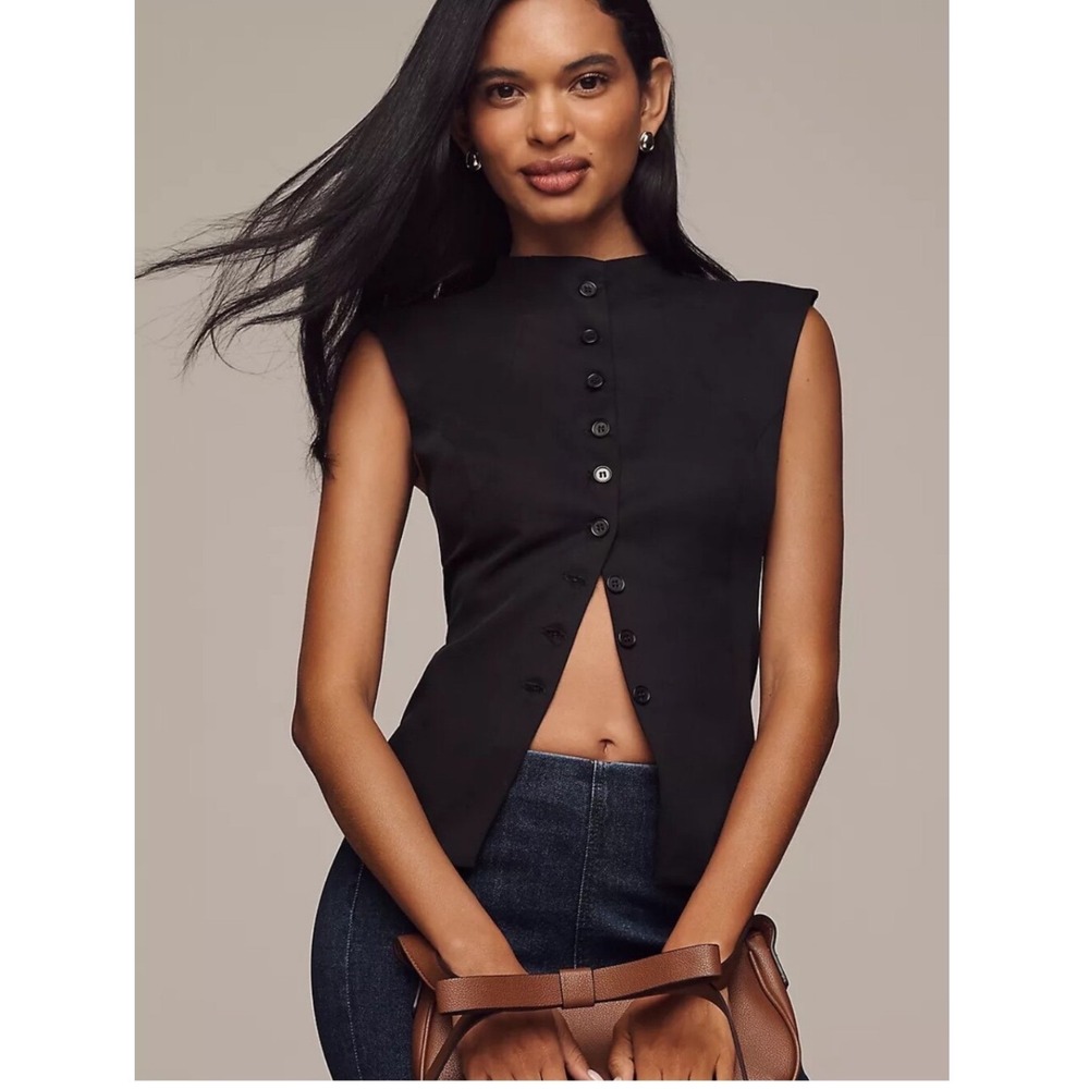 Reformation Lottie Vest In Black Size XL